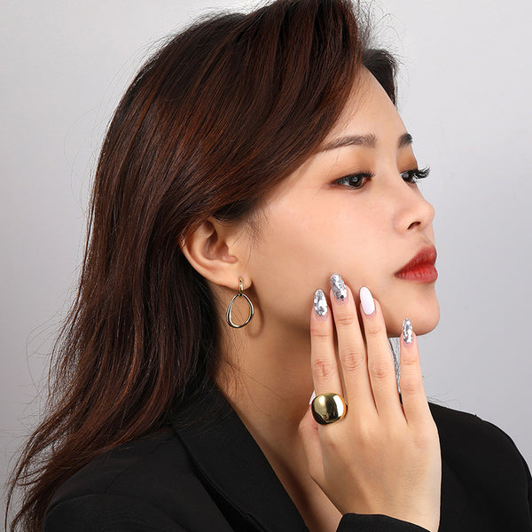 FE2487 925 Sterling Silver Dainty Circle Dangle Earrings