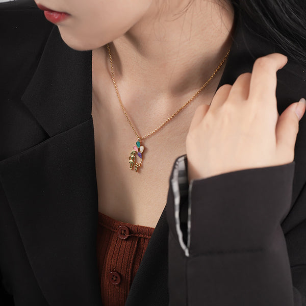 FX1068 925 Sterling Silver Mother's Day Gift Enamel Balloon Necklace