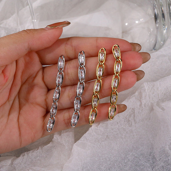 FE2636 925 Sterliang Silver Chain Dangle Stud Earring