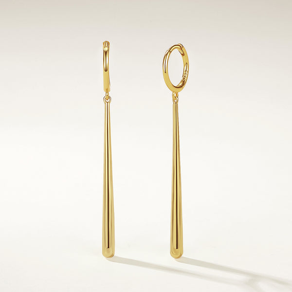 FE2369 925 Sterling Silver Long Bar Dangle Hoop Earrings