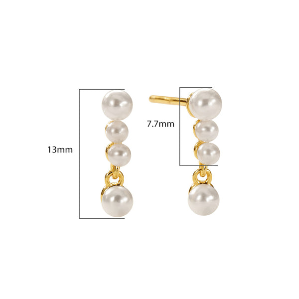 VFE0130 Vertical Shell Pearls Stud Earrings