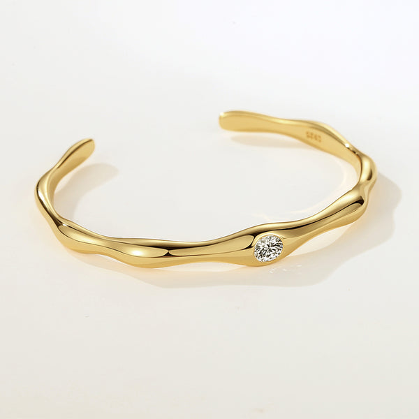VFS0007 VFS0027 Curved CZ Open Bangle Bracelet