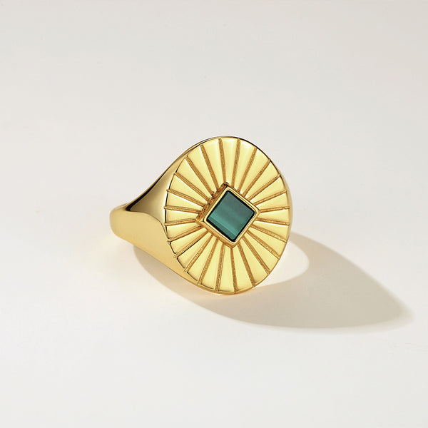 VFJ0015 Vintage Malachite Signet Rings