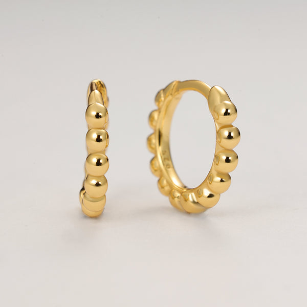 FE2110 FE2111 925 Sterling Silver Minimalist Beads Hoop Earrings