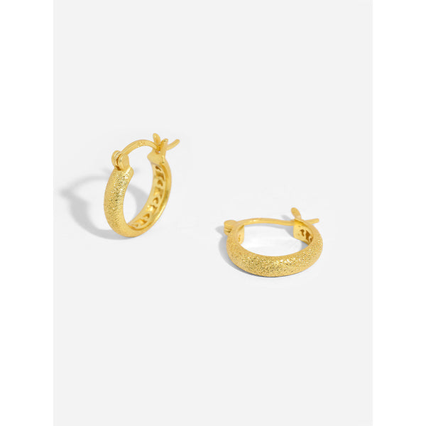 FE3046 925 Sterling Silver Frosted Earrings Heart Shape Hoops