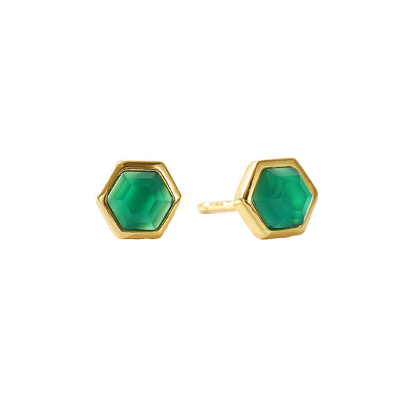 VFE0238 Birthstone Hexagon Natural Stone Stud Earrings