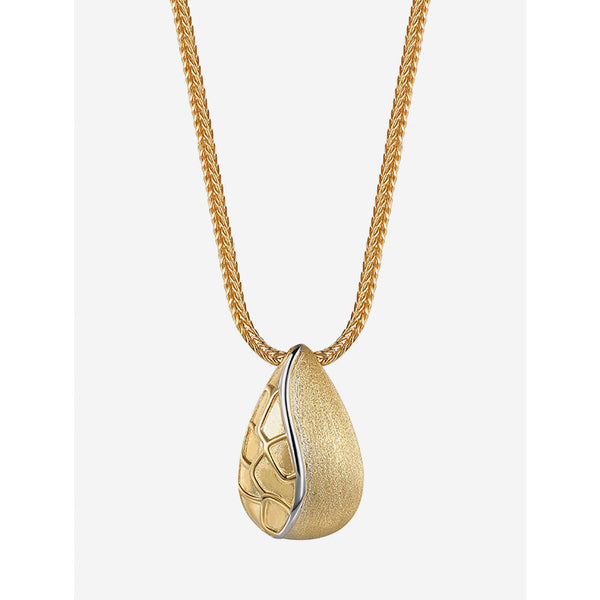 FX1256 925 Sterling Silver Texture Teardrop Pendant Necklace