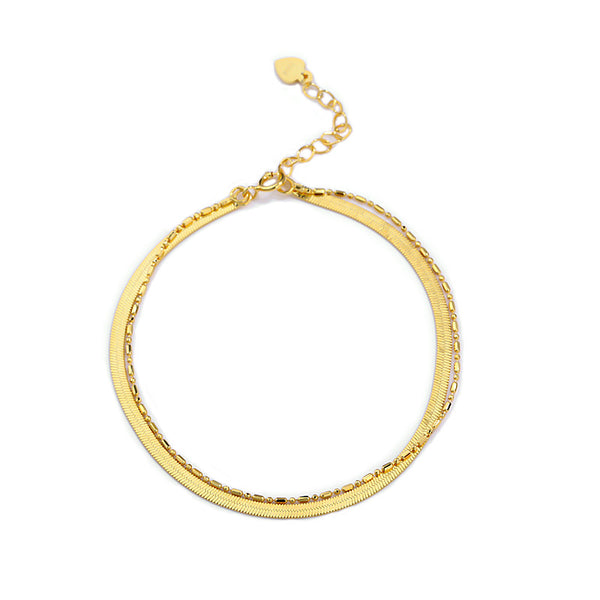 FS0320 925 Sterling Silver Blade Snake Double Layer Bracelet