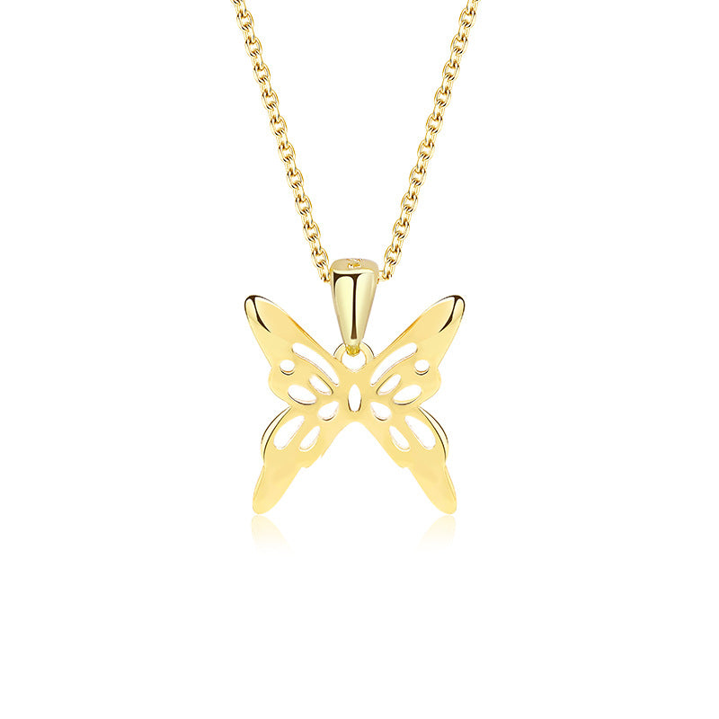 FX1073 925 Sterling Silver Butterfly Pendant Necklace