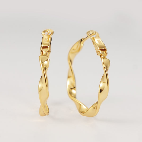FE2205 925 Sterling Silver Simple Polished Twisted Hoop Earrings