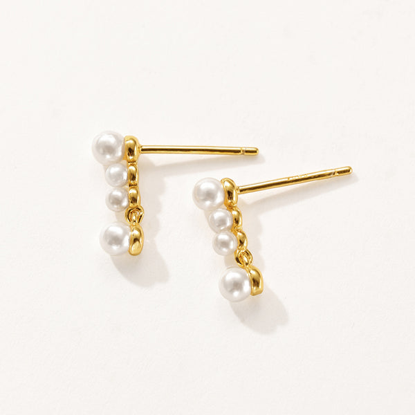 VFE0130 Vertical Shell Pearls Stud Earrings