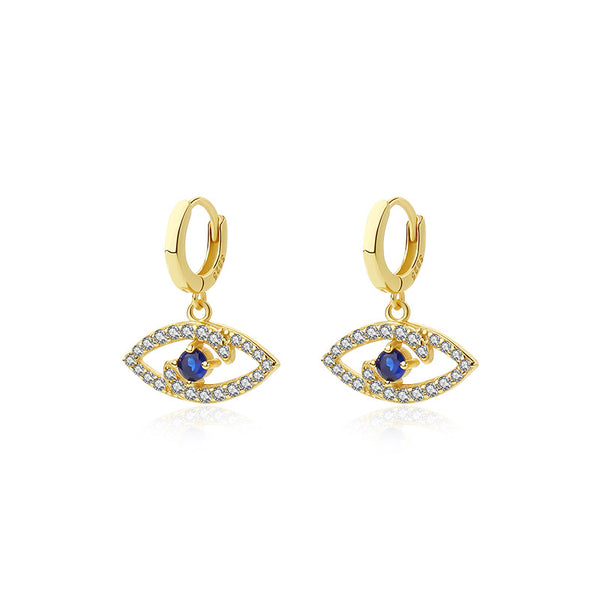 FE2529 925 Sterling Silver Blue Eye CZ Stone Dangle Stud Earring