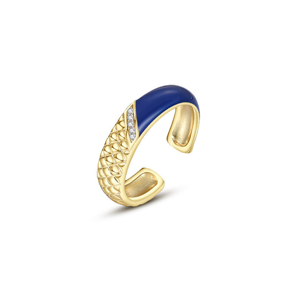 FJ0947 925 Sterling Silver Two-tone Enamel Ring