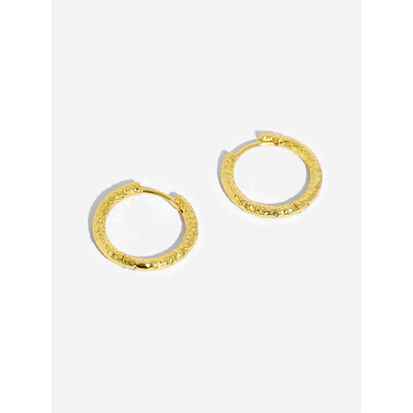 FE3051 925 Sterling Silver Statement Lava Texture Hoop Earrings