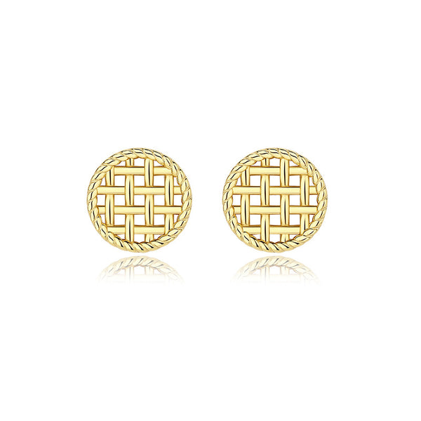 FE2634 925 Sterliang Silver Openwork Woven Buttons Stud Earring