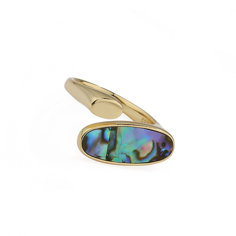 FJ0844 925 Sterling Silver Abalone Shell Ring