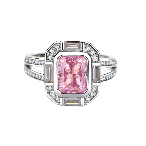 FJ1034 925 Sterling Silver Octagonal Ice Cut Zirconia Ring