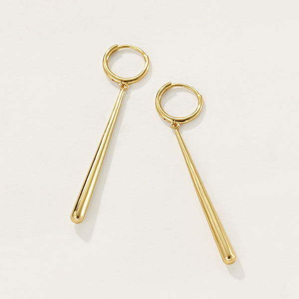 FE2369 925 Sterling Silver Long Bar Dangle Hoop Earrings