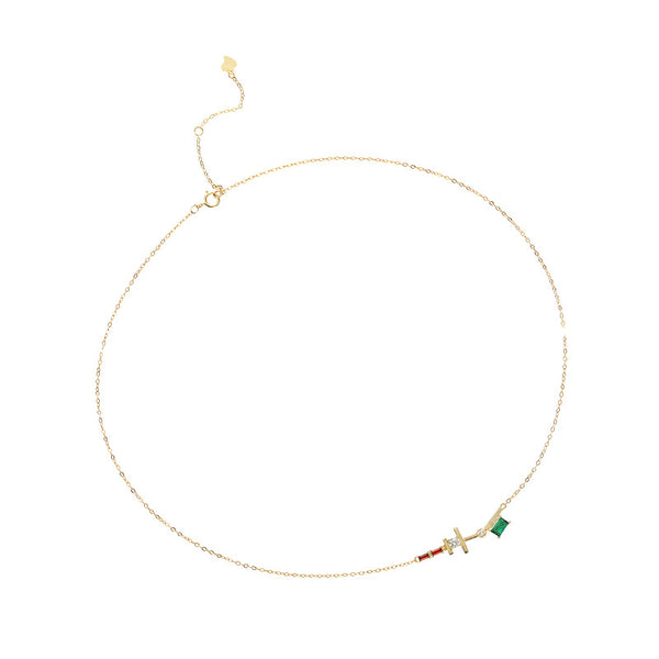 FX1167 925 Sterling Silver Colorful Zircon Necklace