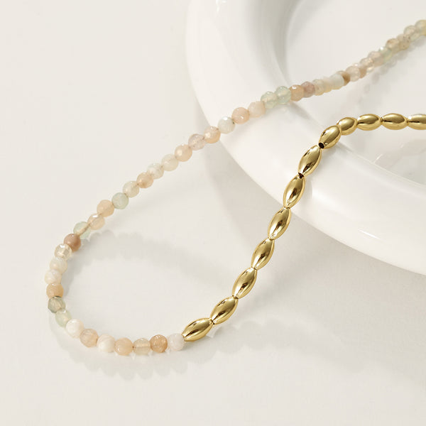 PN0093 Gold Bead Agate Necklace
