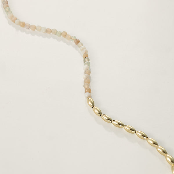 PN0093 Gold Bead Agate Necklace