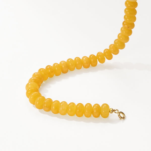 PB0148 925 Sterling Silver Yellow Jade Charm Beads Bracelet