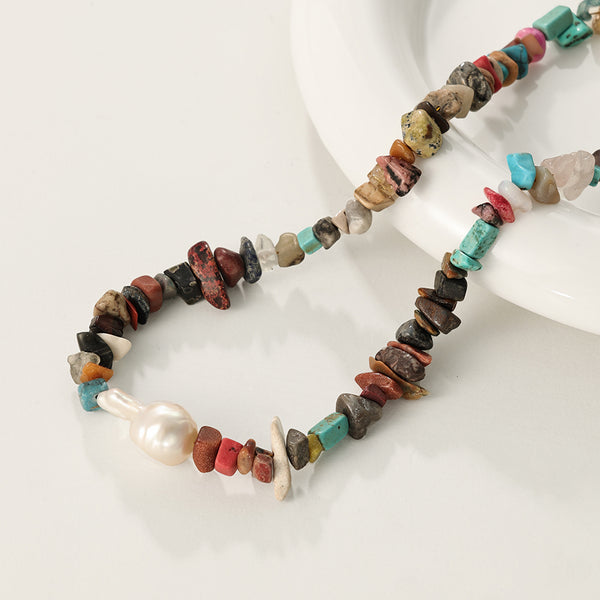 PN0102 925 Sterling Silver Colorful Stone Choker Necklace