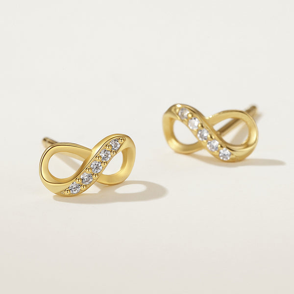 FE2310 925 Sterling Silver CZ Mini Infinity Stud Earrings