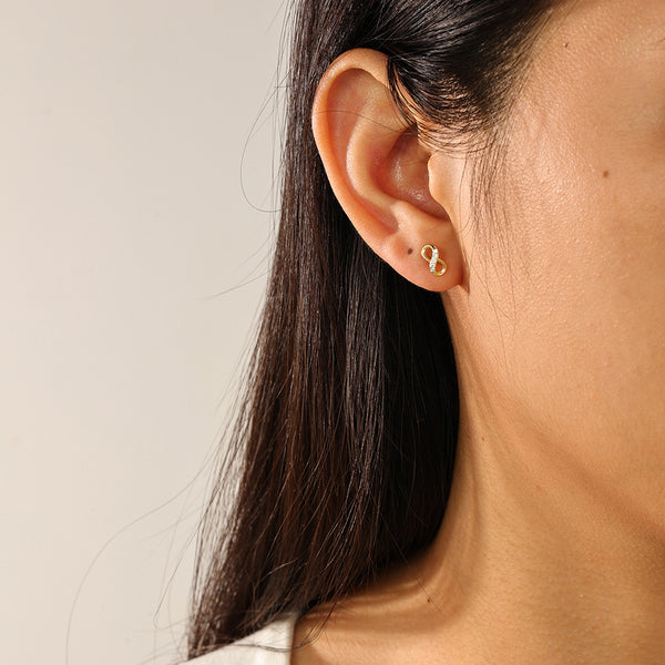 FE2310 925 Sterling Silver CZ Mini Infinity Stud Earrings