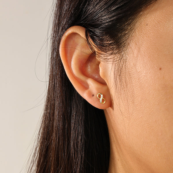 FE2310 925 Sterling Silver CZ Mini Infinity Stud Earrings