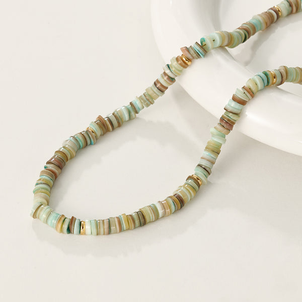 PN0100 925 Sterling Silver Green Wheel Beads Necklace