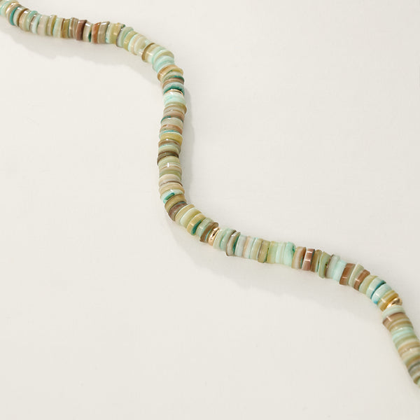 PN0100 925 Sterling Silver Green Wheel Beads Necklace