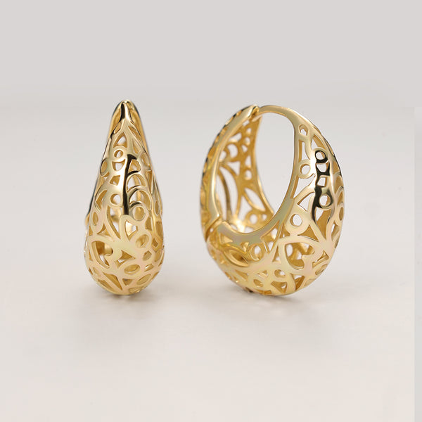 FE2079 925 Sterling Silver Fashion Hollow Heart Hoop Earrings