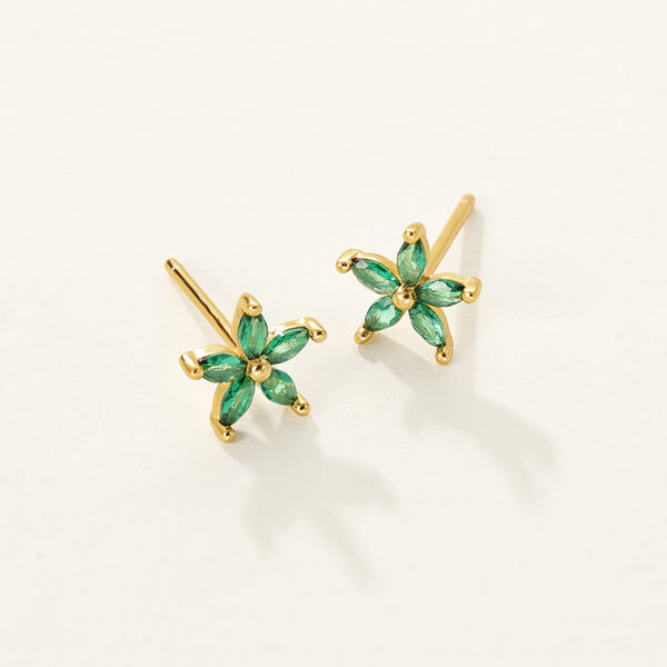 FE2293 925 Sterling Silver Daisy Flower CZ Stud Earrings