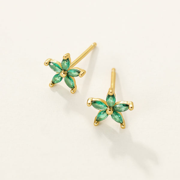 FE2293 925 Sterling Silver Daisy Flower CZ Stud Earrings