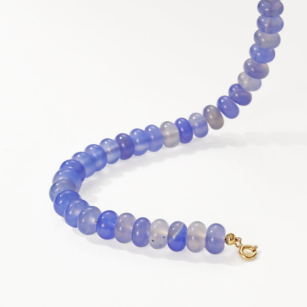 PB0142 925 Sterling Silver Agate Blue Chalcedony Bracelet