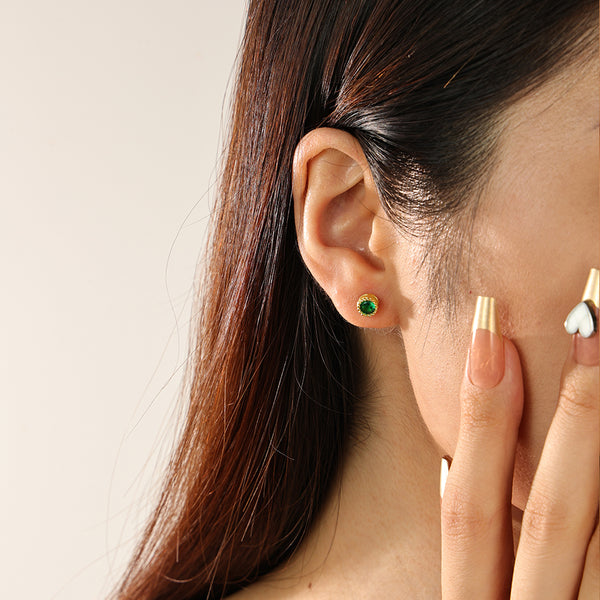 FE2308 925 Sterling Silver Minimalist Cubic Zirconia Stud Earrings