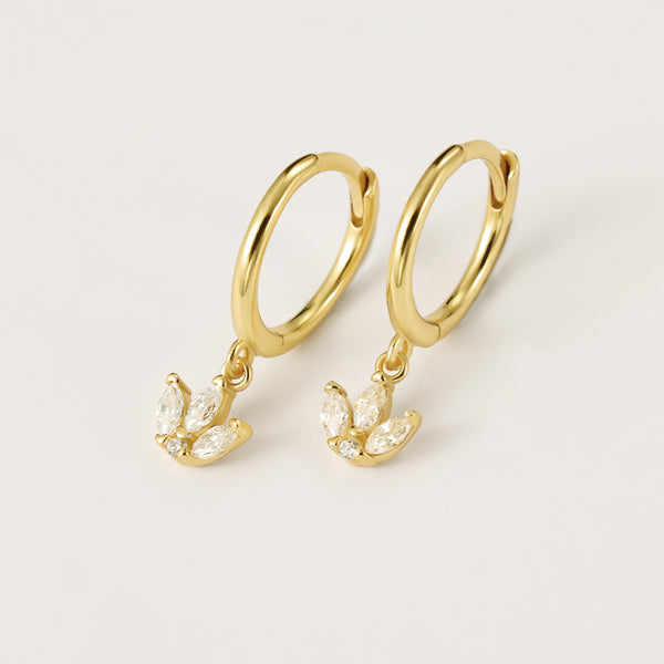 FE2223 925 Sterling Silver Geometric Marquise Zircon Hoop Earrings