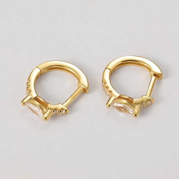 FE2157 925 Sterling Silver Luxury Marquise Zircon Hoop Earrings