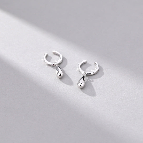 FE2513 925 Sterling Silver Water Drop Dangle Hoop Earring