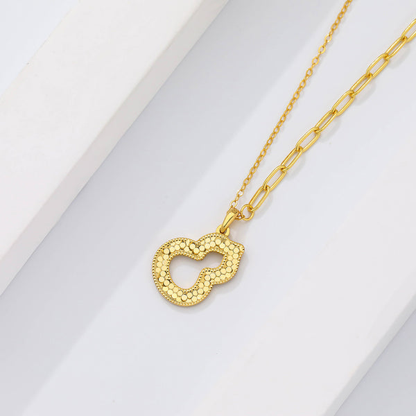 FX0959 925 Sterling Silver Scale Cutout Gourd Necklace