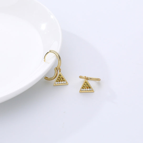 FE2507 925 Sterling Silver CZ Stone Ancient Egyptian Pyramids Dangle Earrings