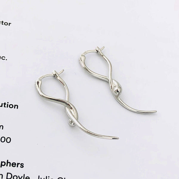 FE2522 925 Sterling Silver Dainty Stripe Hoop Earring