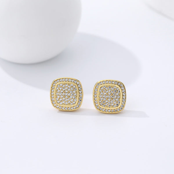 FE2648 925 Sterliang Silver Geometric Square Zirconia Stud Earring