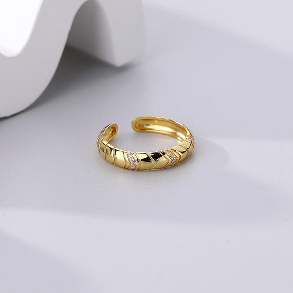 FJ0915 925 Sterling Silver Bamboo Open Ring