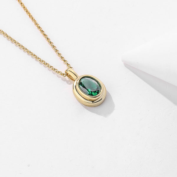 FX1005 925 Sterling Silver Vintage Bezel Zirconia Pendant Necklaces