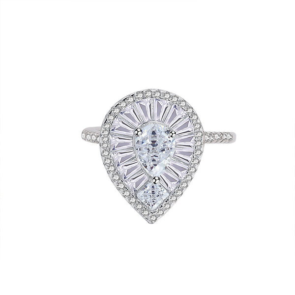 FJ1122 925 Sterling Silver Water Drop Shape Ring