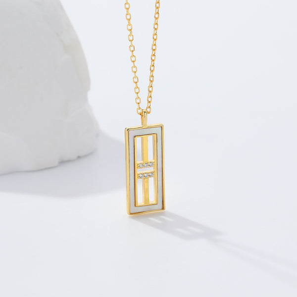 FX1076 925 Sterling Silver Geometric Zircon T Letter Pendant Necklace