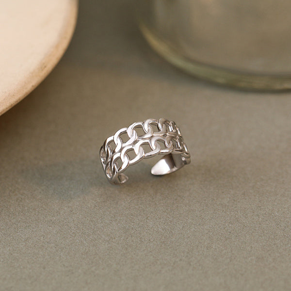 FJ0978 925 Sterling Silver Openwork Braided Ring