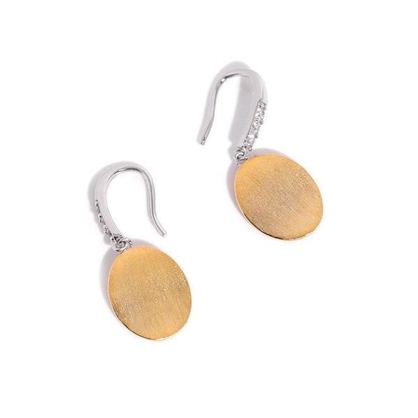 FE3033 925 Sterling Silver Oval Dangle Earring